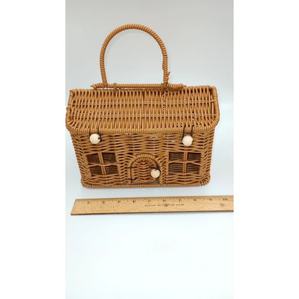 Cottage Woven Rattan Basket  Decor/ Sm Picnics/ Keepsakes Cottagecore Farmhouse